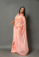 Peach Pure Chiffon Block Butta Print Saree with Blouse
