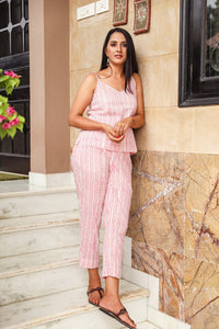 Pink & White Block Print Twin Set