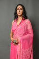 Pink Pure Chiffon Block Print Saree with Blouse