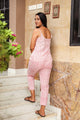 Pink & White Block Print Twin Set