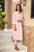 Pink Block Print Lace Straight Kurti