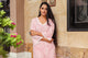 Pink Block Print Lace Straight Kurti