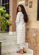 Blue Block Print Lace Straight Kurti
