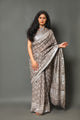 Linen Border Block Butti Print Saree with Blouse