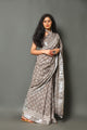 Linen Border Block Butti Print Saree with Blouse