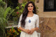 White & Blue Block Print Anarkali Kurta Pant Set