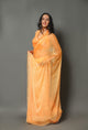 Yellow Pure Chiffon Block Print Saree with Blouse