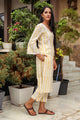 Yellow Block Print Lace Straight Kurti