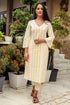 Yellow Block Print Lace Straight Kurti