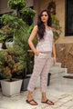 Maroon & White Block Print Twin Set