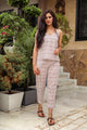 Maroon & White Block Print Twin Set