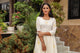 White & Yellow Block Print Anarkali Kurta Pant Set