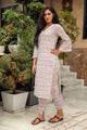 Maroon & White Long Kurta Pant Set