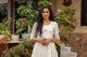 White & Maroon Block Print Anarkali Kurta Pant Set