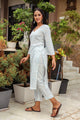 Turquoise & White Long Kurta Pant Set