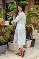 Turquoise & White Long Kurta Pant Set