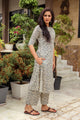 Blue Jaal Block Print A-line Pant Set
