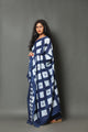 Blue Leaf & Box Block Print Cotton Saree with Blouse