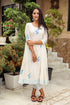 White & Blue Block Print Anarkali Kurta Pant Set