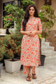 Coral Jaal Block Print A-line Pant Set