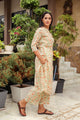 Beige Jaal Block Print A-line Pant Set