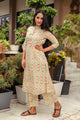 Beige Jaal Block Print A-line Pant Set