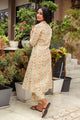 Beige Jaal Block Print A-line Pant Set