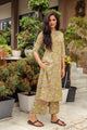 Green Jaal Block Print A-line Pant Set