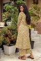 Green Jaal Block Print A-line Pant Set