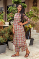 Maroon Jaal Block Print A-line Pant Set