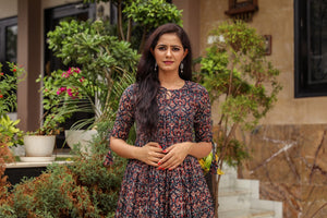 Navy Blue Kalamkari Print Twin Set