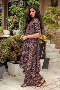 Navy Blue Kalamkari Print Twin Set