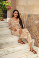 Ivory Block Print Cotton Short Kurta Pant Set