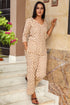 Ivory Block Print Cotton Short Kurta Pant Set