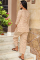Ivory Block Print Cotton Short Kurta Pant Set
