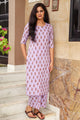 Purple Block Print Cotton Kurti