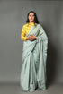 Tint Grey Applique Work Cotton Saree with Blouse Piece