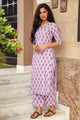 Purple Block Print Cotton Kurti