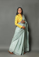 Tint Grey Applique Work Cotton Saree with Blouse Piece