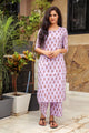Purple Block Print Cotton Kurti