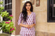Purple Block Print Cotton Short Kurta Pant Set