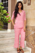 Baby Pink Block Print Cotton Short Kurta Pant Set