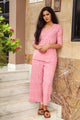 Baby Pink Block Print Cotton Short Kurta Pant Set