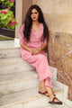 Baby Pink Block Print Cotton Short Kurta Pant Set