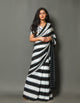 Black & White Strip Block Print Cotton Saree with Blouse