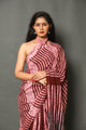 Pink & Maroon Batik Block Print Cotton Saree With Blouse