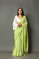Mint Green Applique Work Cotton with Unstitched Blouse