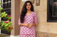 Pink Block Print Cotton Short Kurta Pant Set