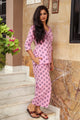 Pink Block Print Cotton Short Kurta Pant Set