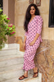 Pink Block Print Cotton Short Kurta Pant Set